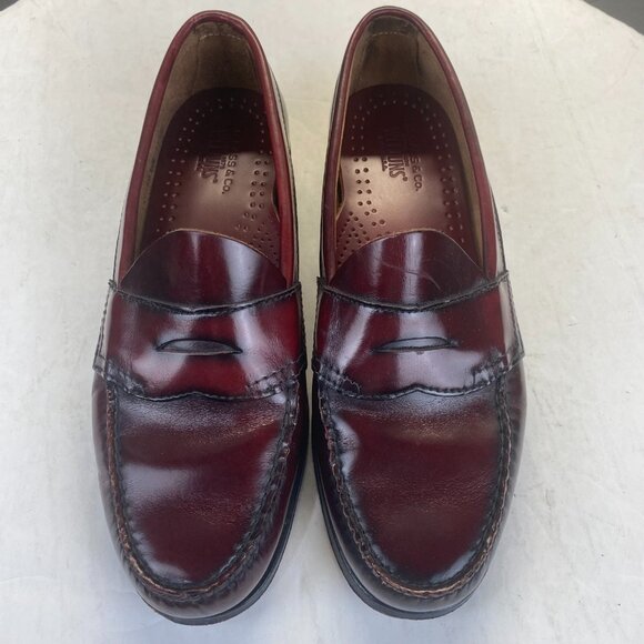 GH Bass Weejuns Wilton Penny Loafers Mens Size 8.5B Burgundy Wine Classic 731 - Picture 1 of 13